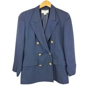 Liz Claiborne Blue Double-Breasted Petite Professional Blazer Jacket Size 6P